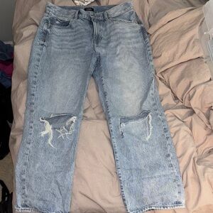 Express Women's Light Blue Straight Leg Ankle Jeans